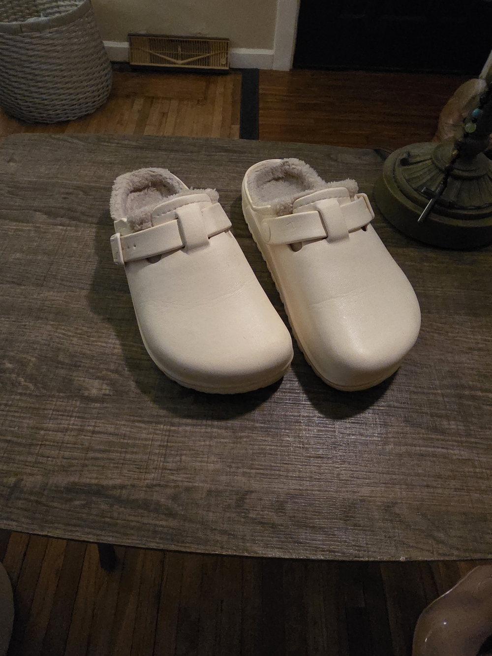 Women's Cream Slip-On Clog with Faux Fur Lining